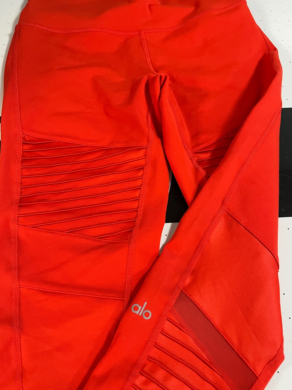 ALO NWOT Yoga Women’s L moto style orange high waist Leggings
